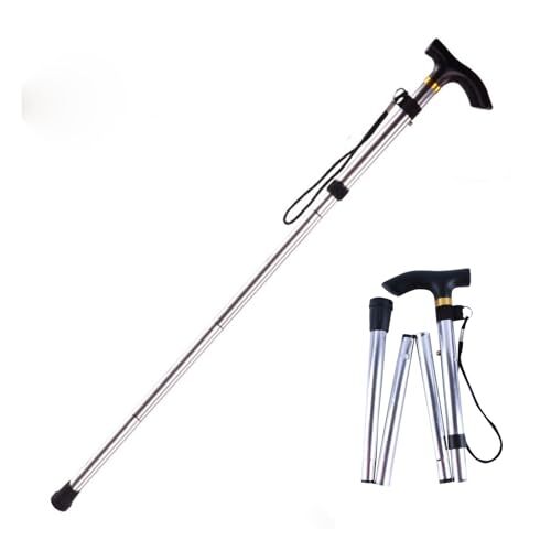 杖 折りたたみ 軽量 ステッキ 介護 男性 女性 おしゃれ 伸縮 4段階調整 (シルバーホワイト)拍卖