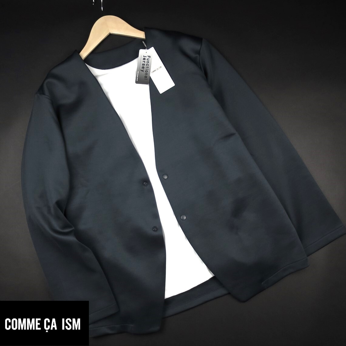 新品 ■ COMME CA ISM コムサイズム ファンクショナルジャージ ラペルレスジャケット JG02/08チ/【L】拍卖