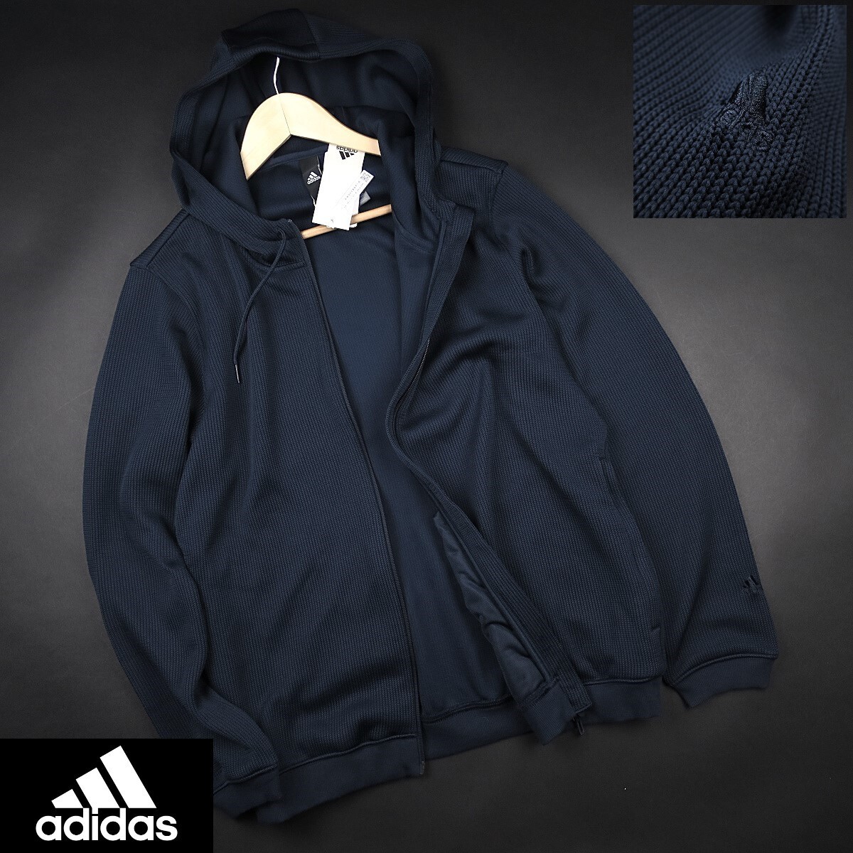 新品 ★ アディダス adidas ニット Wジップ フルジップパーカー V45/077紺/【2XL】拍卖