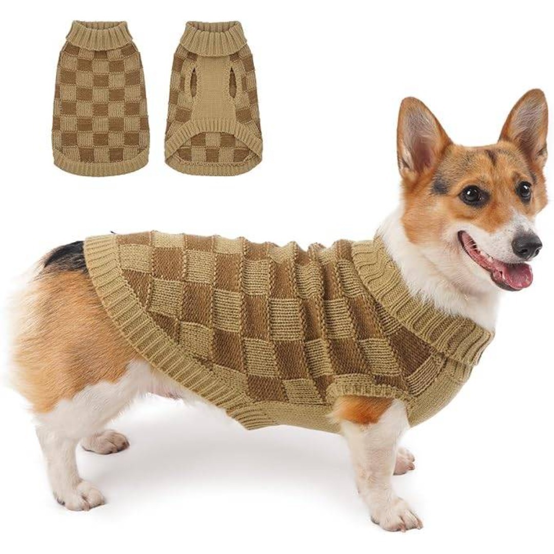 ★Sサイズ 犬用クリスマスセーター 女の子用 男の子用 ニッ 柔らかい カーキ 拍卖