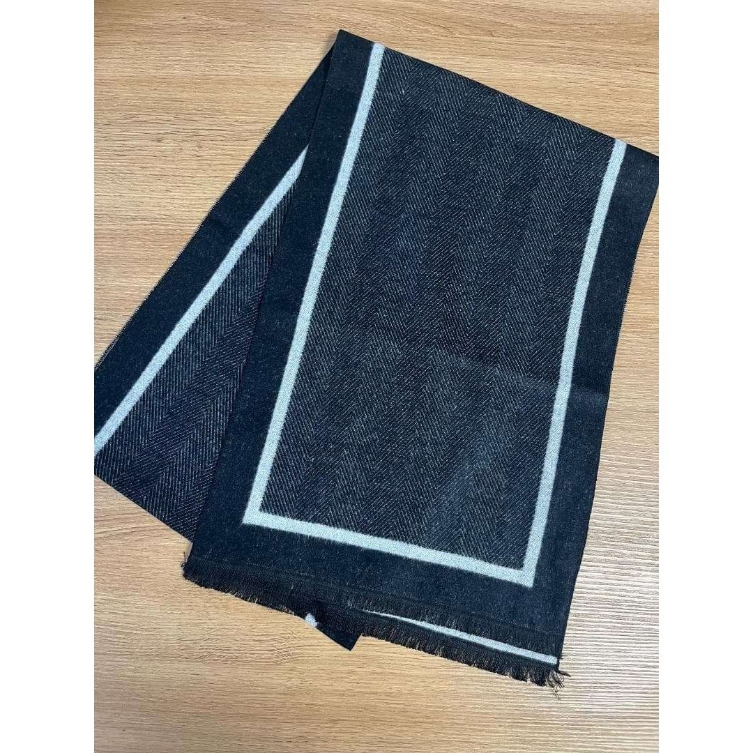 ★マフラー メンズ スカーフ 防寒防風 30cm×180cm 黒×グレー拍卖