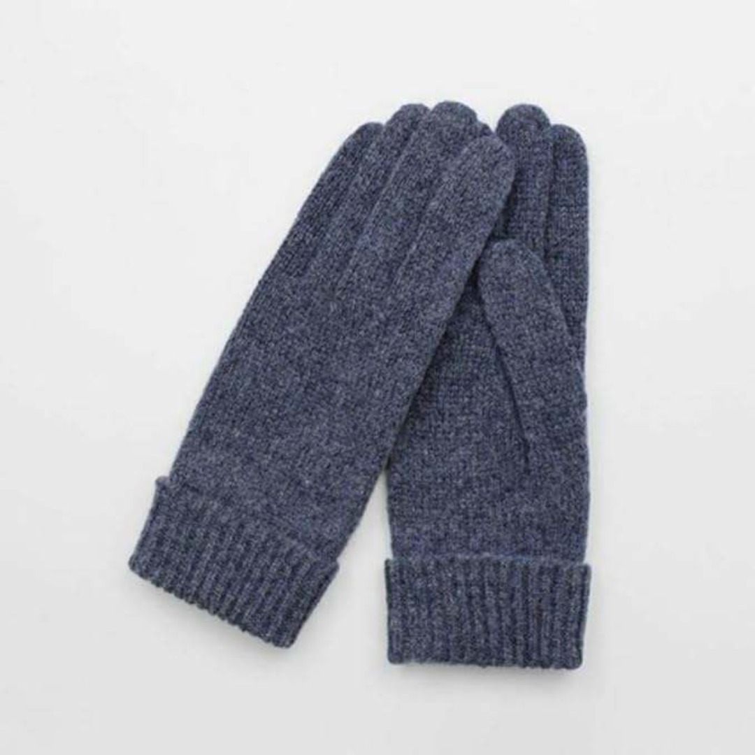 ★ニット手袋 グローブ レディース 暖かい(ネイビー、サイズ21〜22)拍卖