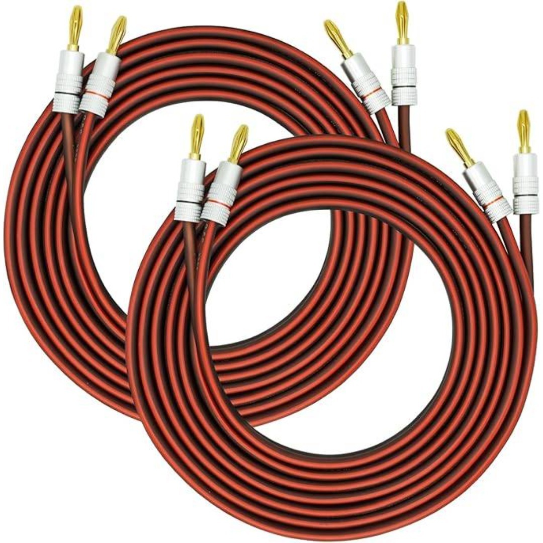 ★加工済2本、24K純銅スピーカーワイヤー99.99% OFC無酸素純銅HIFIスピーカーワイヤー(3.0Mx2本)拍卖