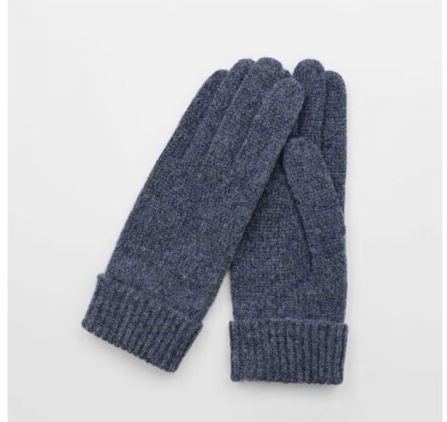 ▲ニット手袋 グローブ レディース 暖かい おしゃれ オシャレ 5本指 シンプル(ネイビー、サイズ21〜22)拍卖