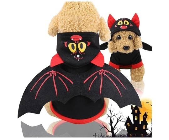 ▲FINGOOO ハロウィン 犬 コスチューム 猫 服 コスプレ 仮装 衣装 ペット 小型犬 中型犬 大型犬 変身 (S, コウモリ)拍卖