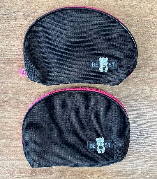 ▲メッシュ化粧ポーチ 2枚入り 半月型サイズ 約17×24cm拍卖