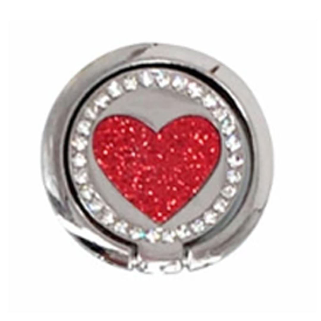 ハート型 スマホリング バンカーリング リングホルダー シルバー×レッド拍卖