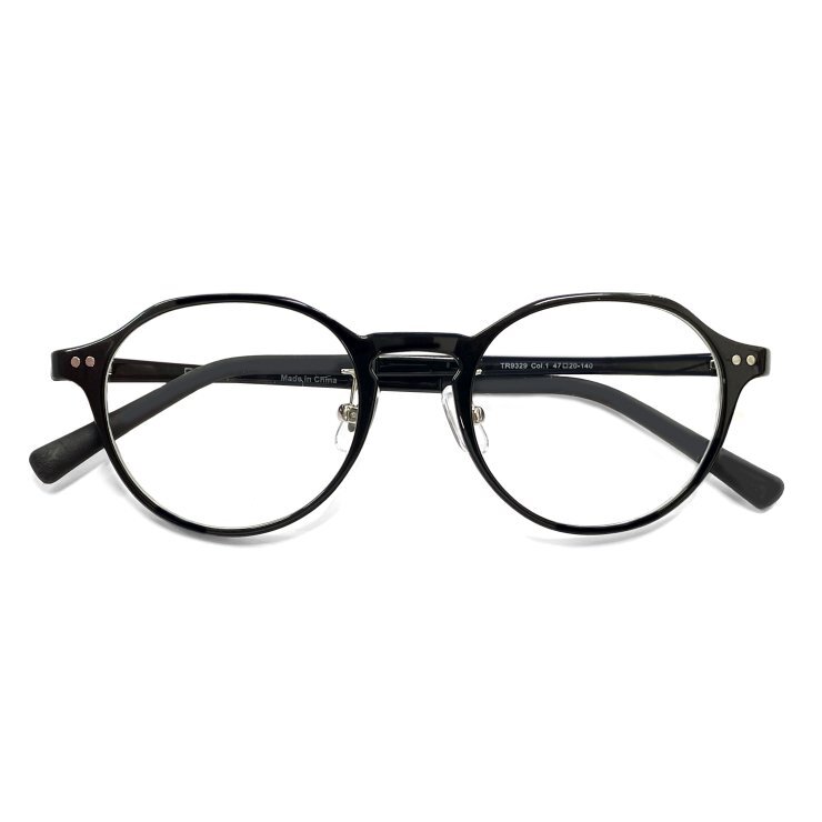 新品 小ぶり メガネ 9329-1 メンズ レディース ユニセックス 眼鏡 おしゃれ クラウンパント型 ブラック 黒縁 黒ぶち フレーム拍卖