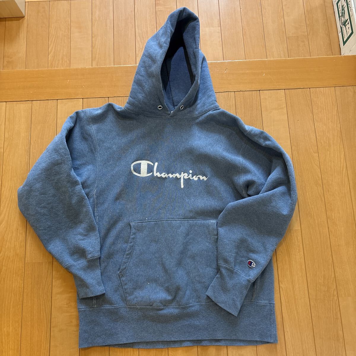 【レア USA製 90s 刺繍タグ】Champion チャンピオン リバースウィーブ XL パーカーサックス拍卖
