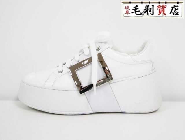 ロジェ ヴィヴィエ ROGER VIVIER ヴィヴ スケート レザー スニーカー ホワイト メタル サイズ37 24.0cm レディース【中古】拍卖