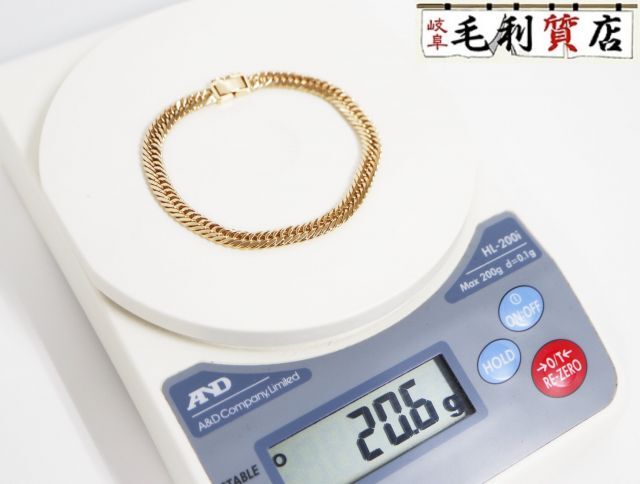 K18 キヘイ 喜平 ブレスレット 8面トリプル 20.6g 8メントリプル 18金 イエローゴールド 750 YG 【中古】 ジュエリー拍卖