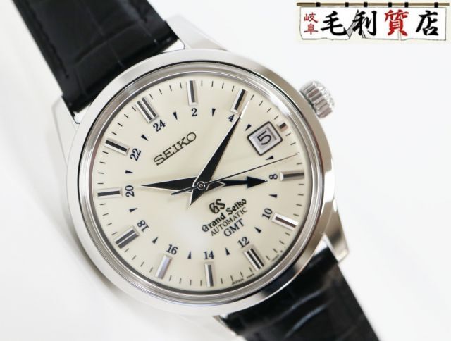 グランドセイコー GrandSeiko メカニカル GMT SBGM021 アイボリー 9S66-00A0 ステンレス 革バンド 自動巻き メンズ拍卖