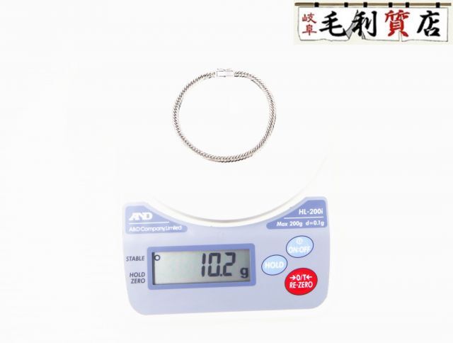 K18 キヘイ 喜平 ブレスレット 8面トリプル 10.2g 8メントリプル 18金 ホワイトゴールド 750 WG 【中古】 ジュエリー拍卖