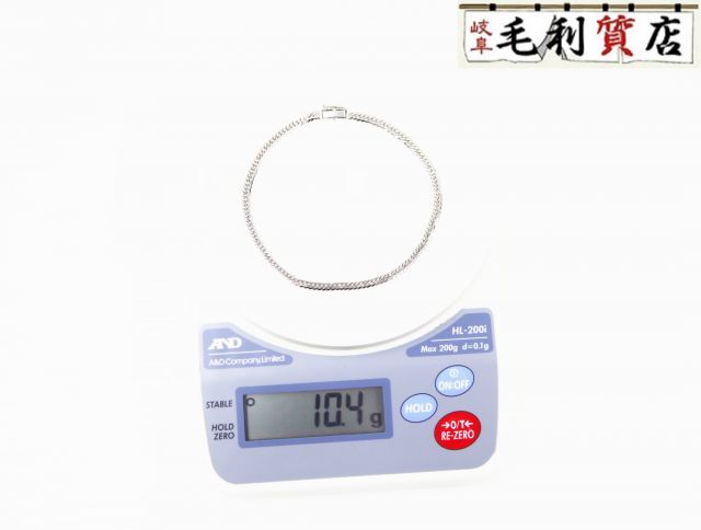 K18 キヘイ 喜平 アンクレット 6面ダブル 10.4g 6メンダブル18金 ホワイトゴールド 750 WG 【中古】 ジュエリー拍卖