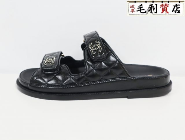 シャネル CHANEL 24P G45507 B15805 マトラッセ キルティングステッチ サンダル ブラック サイズ39 未使用 【中古】 フ拍卖