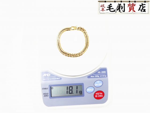 K18 キヘイ 喜平 ブレスレット 12面トリプル 18.1g 12メントリプル 18金 イエローゴールド 750 YG 【中古】ジュエリー拍卖