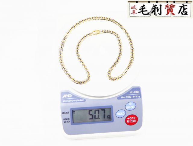 K18 PT850 コンビ キヘイ 喜平 ネックレス 6面ダブル 50.7g 6メンダブル イエローゴールド プラチナ 【中古】 ジュエリー拍卖
