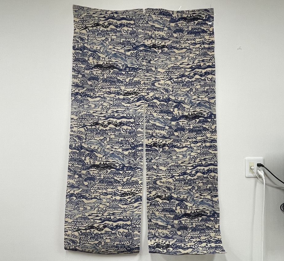 1円〜♪未使用・芹沢銈介模様 麻100 % 暖簾 初出し 染色工芸家 文化遺産 型染 希少 人間国宝 150cm×87cn 芹沢銈介拍卖