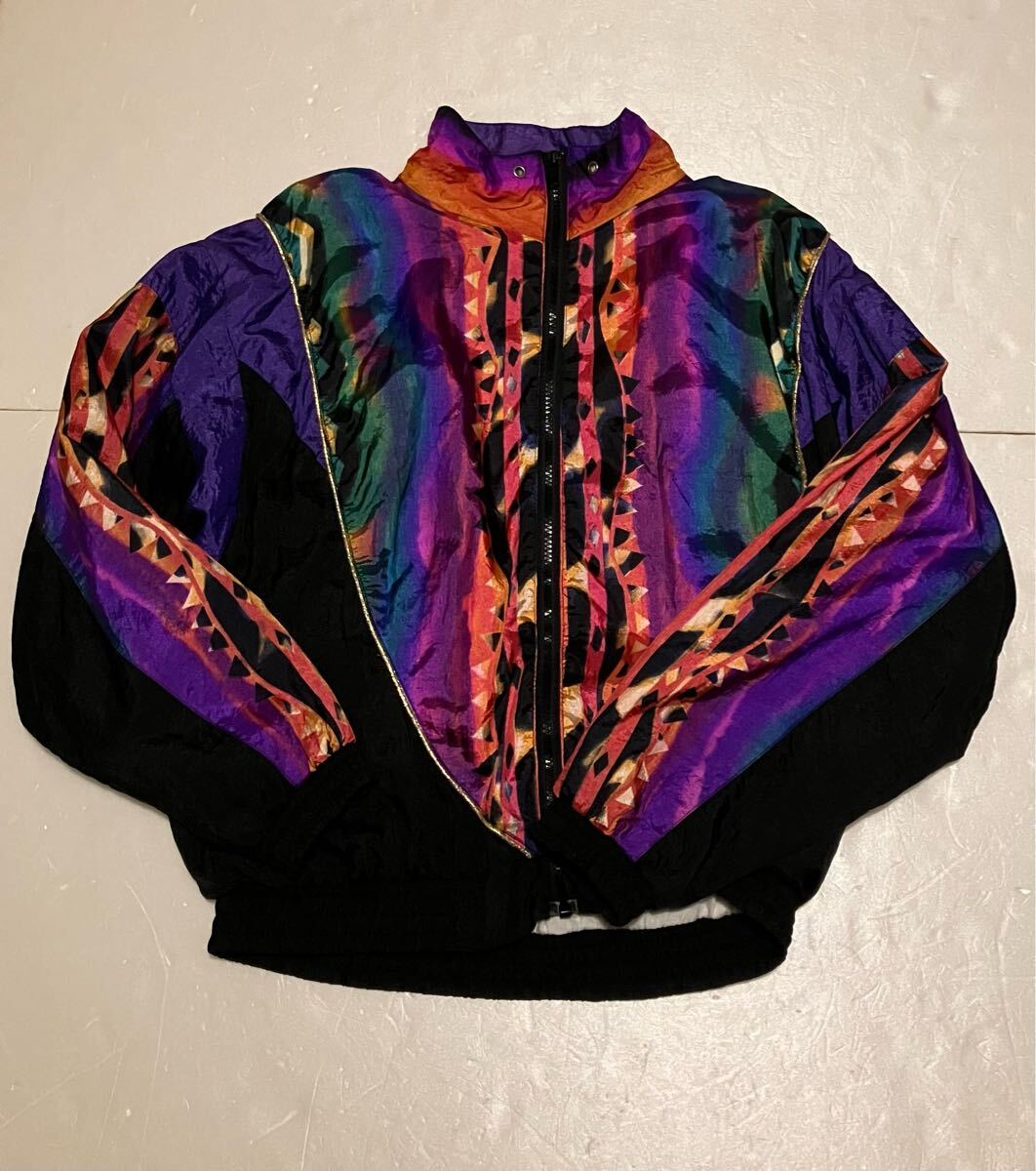 総柄 ナイロンジャケット ジップアップ ACTIVE EXPOSURE マルチカラー クレイジーカラー 拍卖