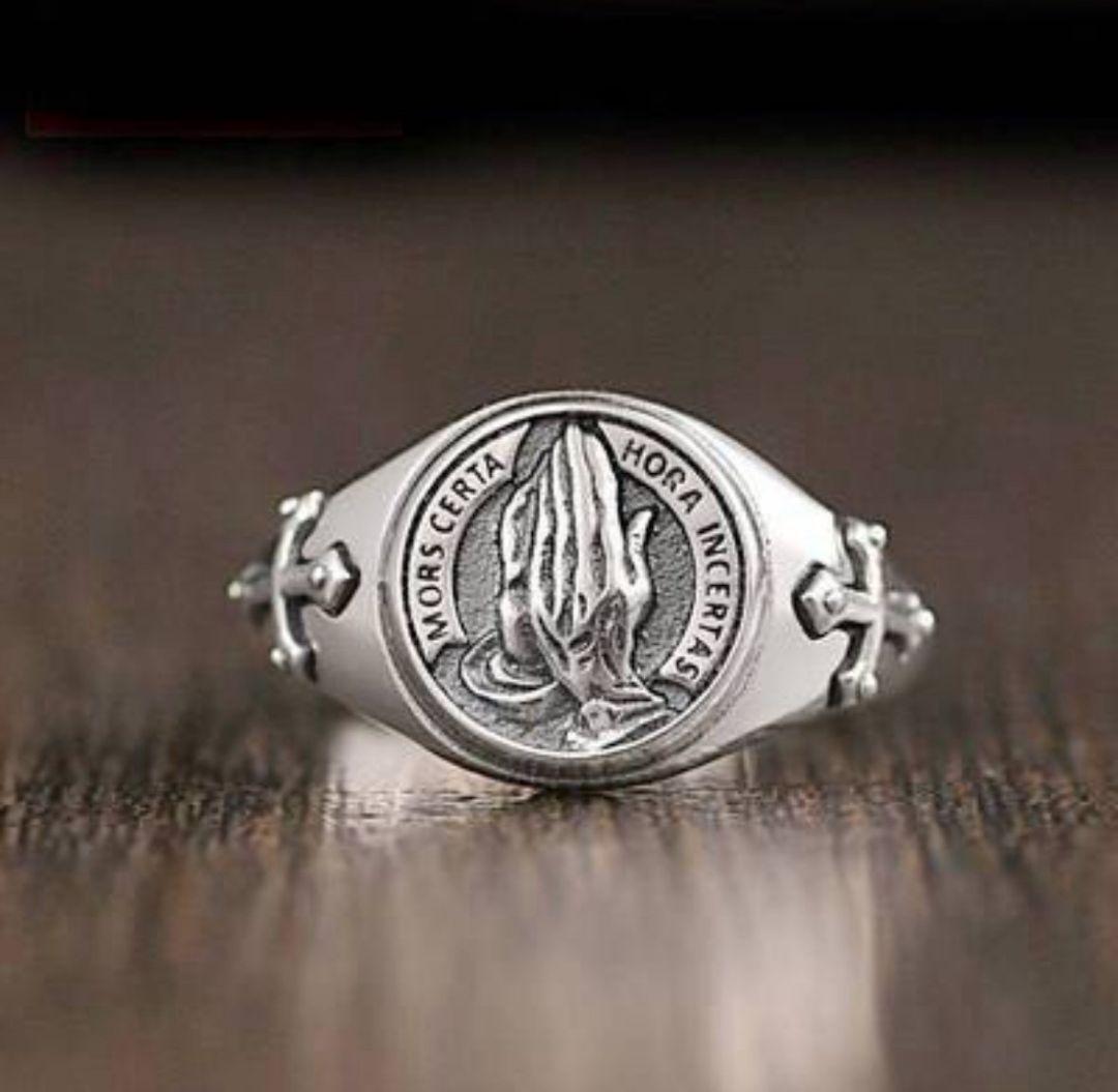 リング ヴィンテージ 指輪 メンズ 祈りの手 シルバー アメカジ フリーサイズ拍卖