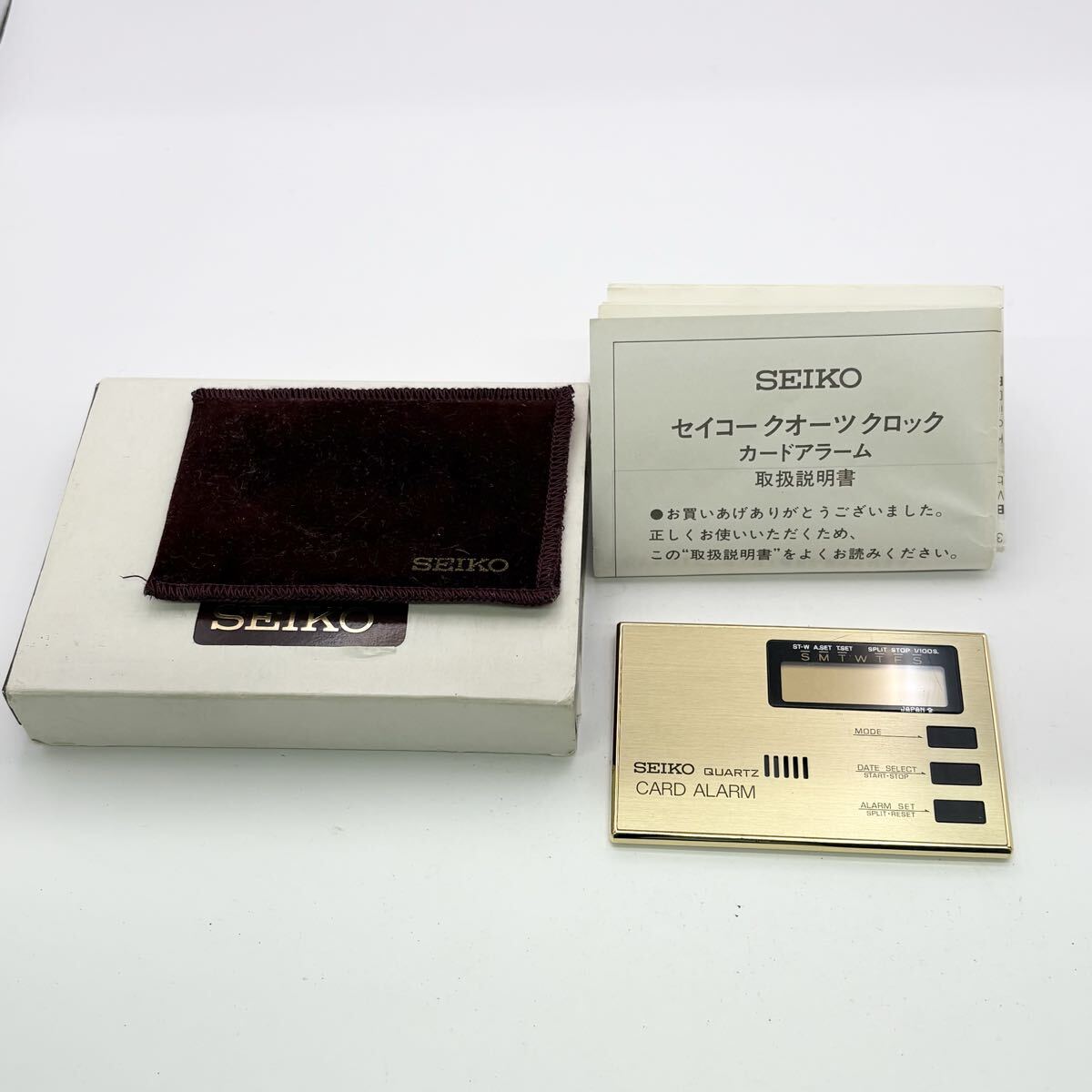 1812A〓 箱付き SEIKO セイコー カードアラーム EK501G 置き時計 時計 ウォッチ ゴールド クォーツ 旅行 昭和レトロ 目覚まし時計 服飾小物拍卖