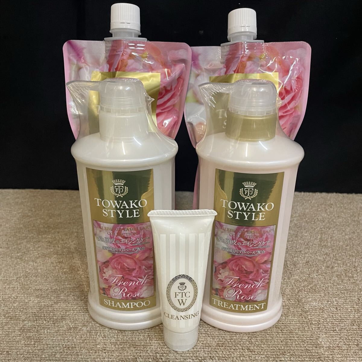 E832 R■ FTCセレブヘア ラメラシャンプー&トリートメント 詰め替え用500ml ホワイトモイスチャークレンジング 5点セット拍卖