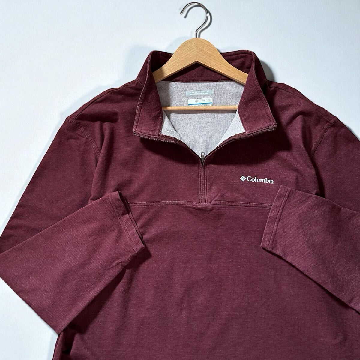 Columbia コロンビア OMNI-WICK オムニウィック ハーフジップ プルオーバー XXL 大きいサイズ マルーン 速乾 アウトドア ゴルフウェア/y28拍卖