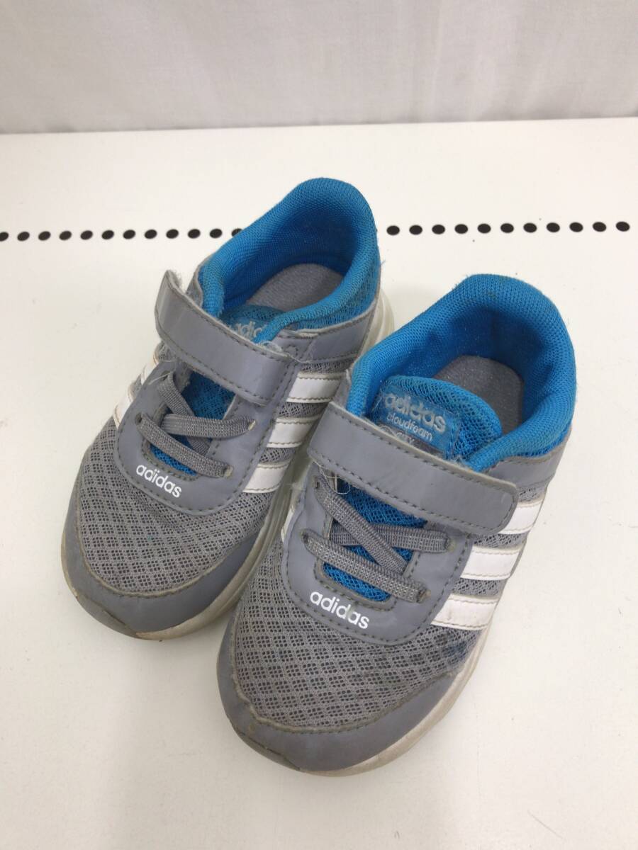 adidas スニーカー グレー ブルー 14cm キッズ 子ども アディダス A29拍卖