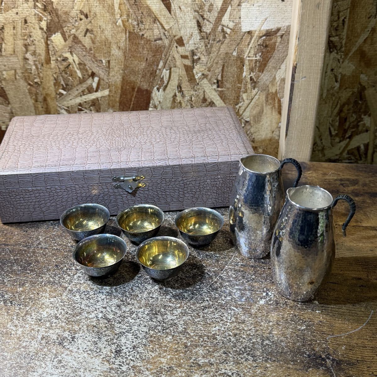 純銀製 純銀 銀製 酒器 酒器揃 徳利 お猪口 盃 アンティーク 昭和 レトロ コレクション インテリア 骨董 長期自宅保管品拍卖