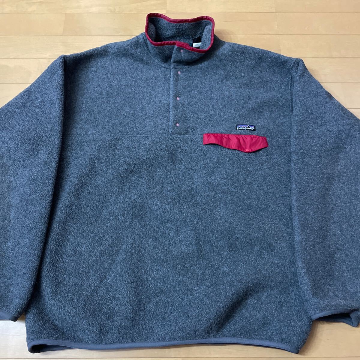 93年 グレー 赤 L patagonia スナップT シンチラ フリース パタゴニア ビンテージ 90s snap t拍卖