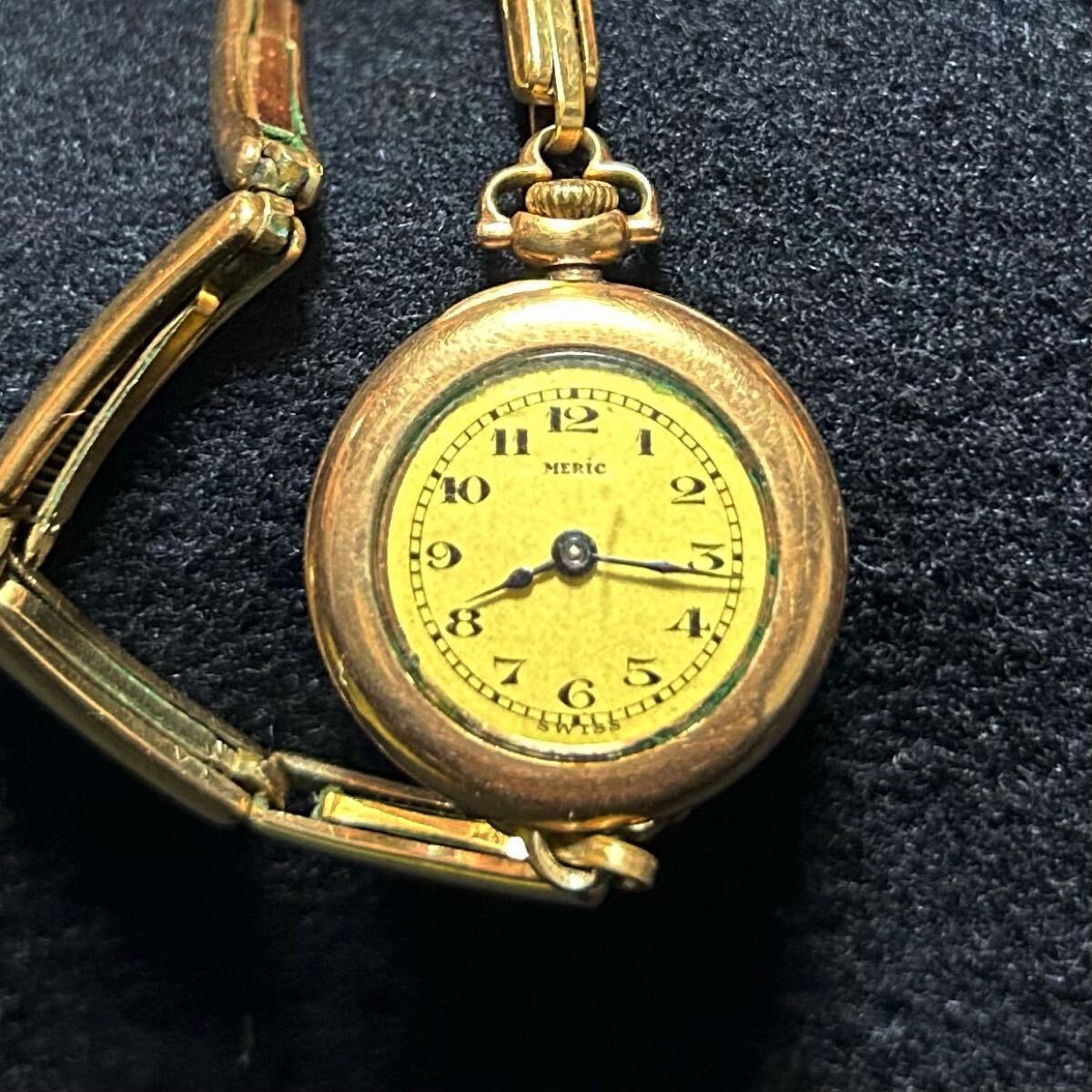 【完動品・14金張り】1910〜20年代 MERIC 機械式 手巻き 腕時計 アンティーク ヴィンテージ 20s カクテルウォッチ elgin bulova Cartier拍卖