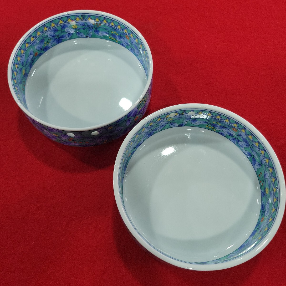 №9411 中古食器 庫山窯 煮物鉢 口径約13㎝ 2枚 手提用の穴有り/手提部品無し拍卖