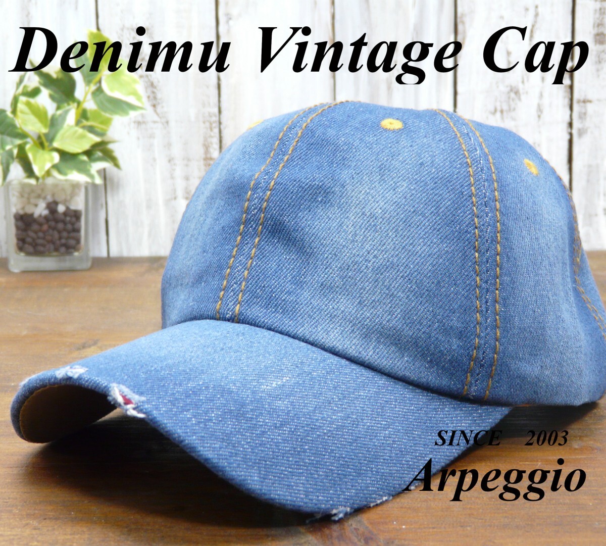 デニム ダメージ 色あせ ローキャップ ネイビー インディゴブルー サイズ調整可 送料\350 男女OK!拍卖