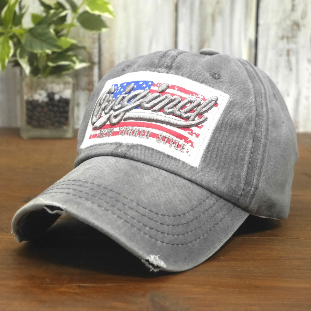 Original ビンテージ ダメージ 色あせ キャップ グレー サイズ調整可能 送料\450 男女OK メンズ レディース拍卖