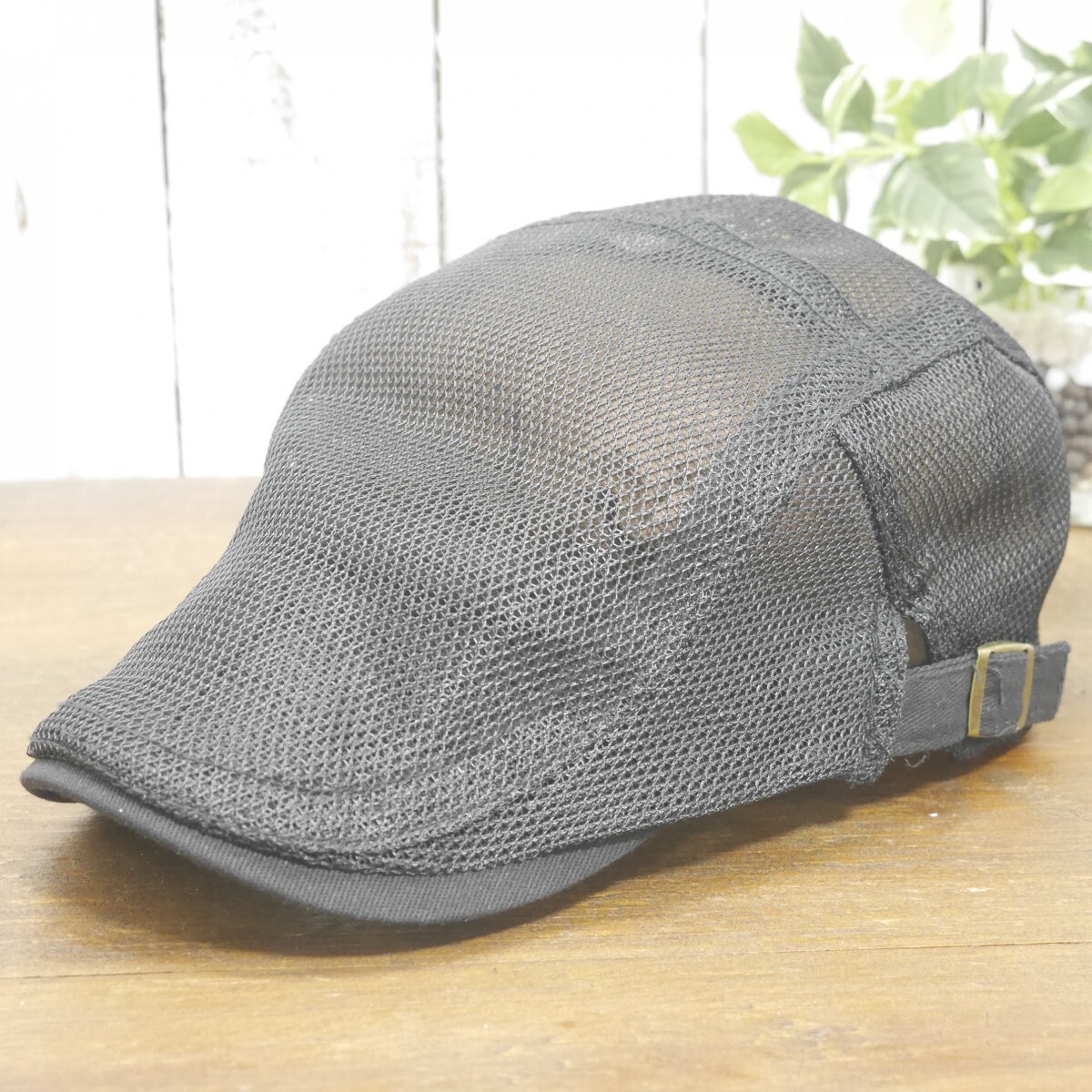 全国一律送料450円 メッシュ 無地 ハンチング ブラック シンプル 涼しげ サイズ調整可 男女兼用拍卖