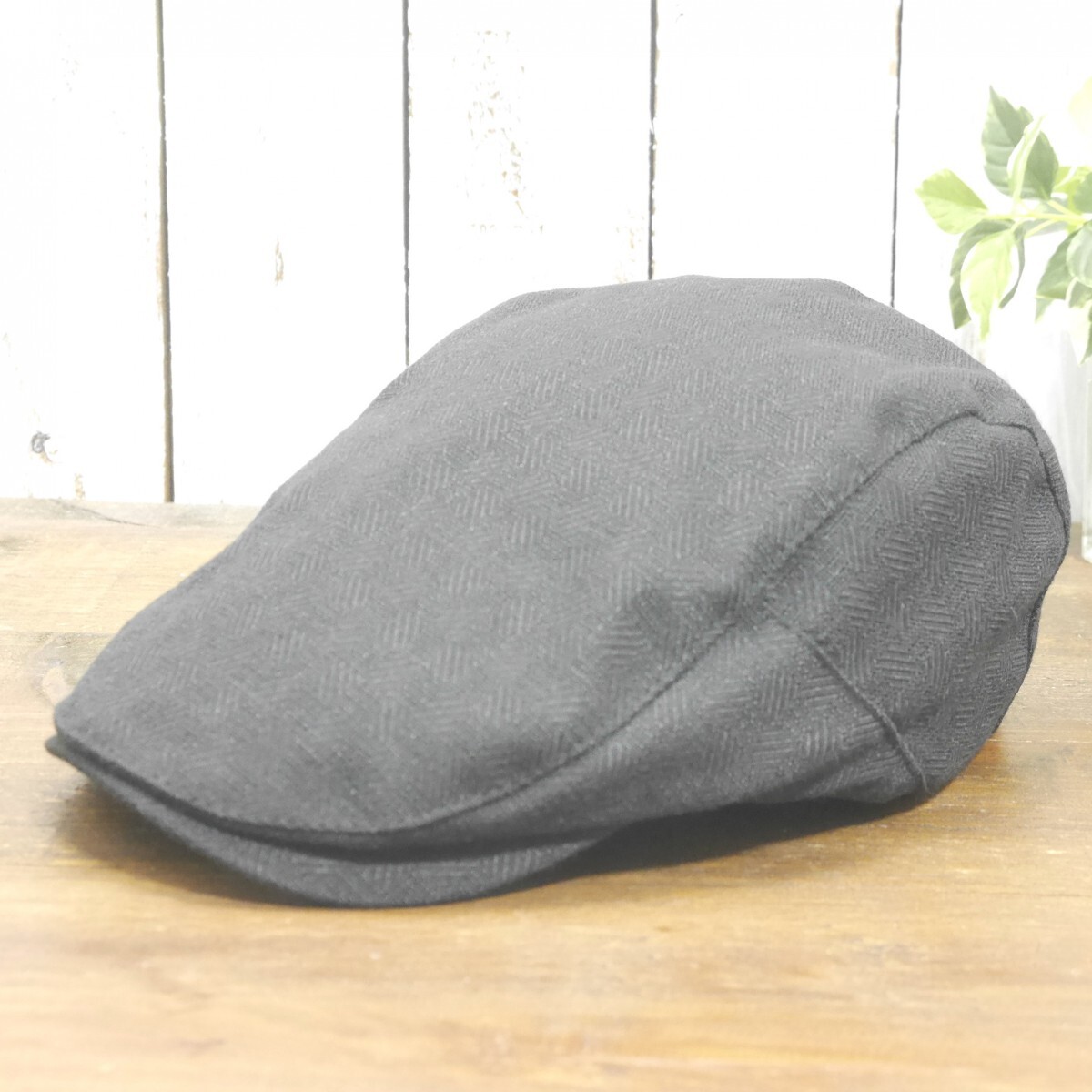 全国一律送料450円 リップル生地 幾何学模様 ハンチング ブラック シンプル サイズ調整可 オールシーズンOK 男女兼用拍卖