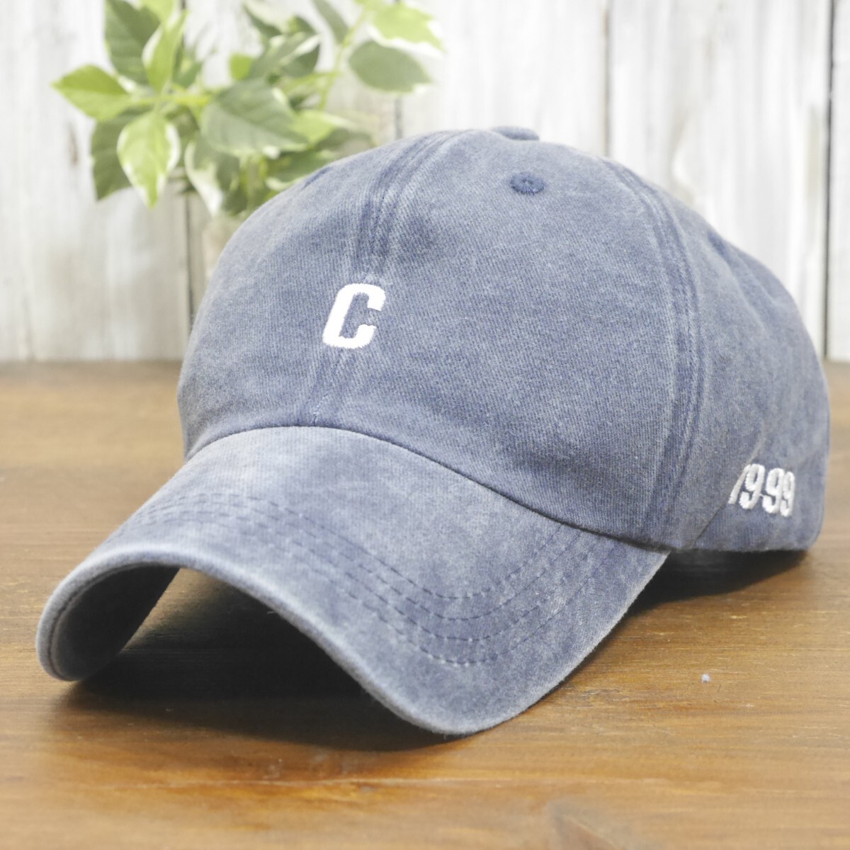 ロゴ C 1999 ビンテージ ダメージ 色あせ キャップ ネイビー シンプル サイズ調整可能 送料\450 男女OK メンズ レディース拍卖