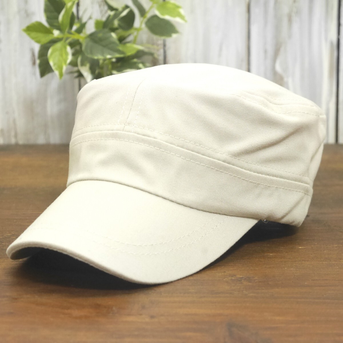 送料\450 無地 ワークキャップ アイボリー ホワイト シンプル サイズ調整可能 男女OK メンズ レディース拍卖