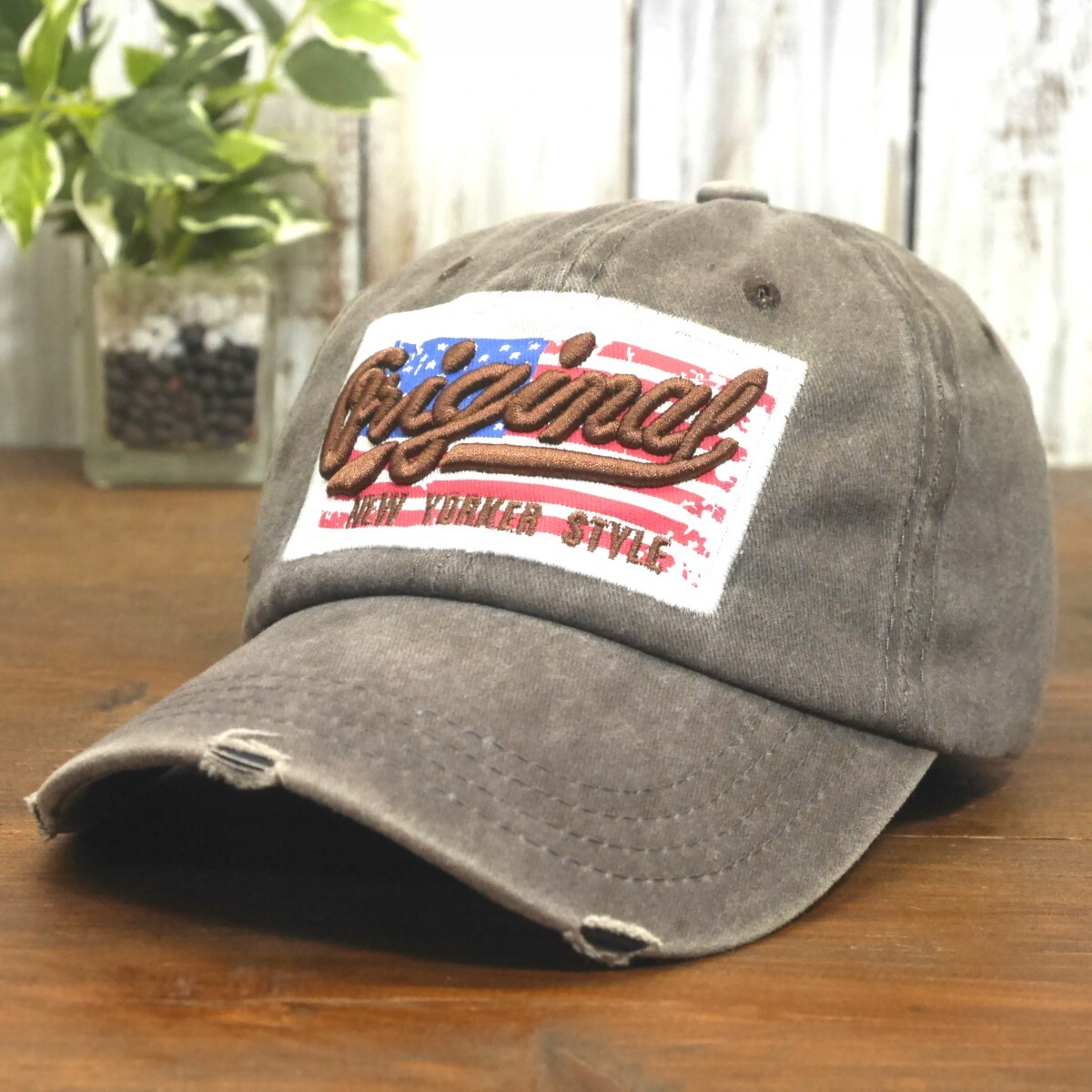 Original ビンテージ ダメージ 色あせ キャップ ブラウン サイズ調整可能 送料\450 男女OK メンズ レディース拍卖