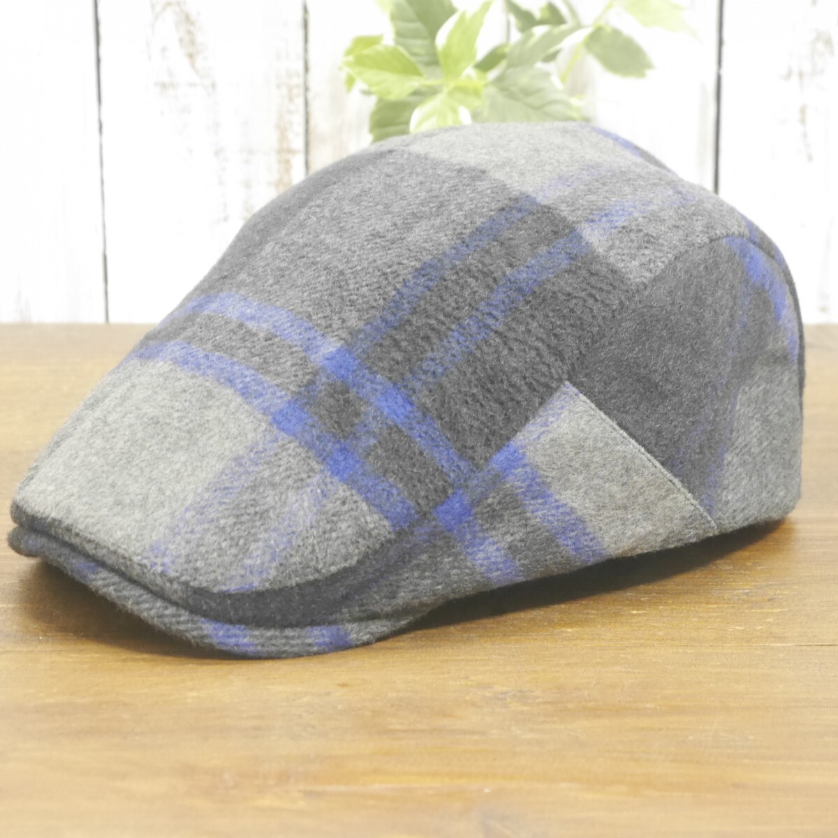 ウール ハンチング チェック ブルー ネイビー ブラック シンプル サイズ調整可 送料\450 男女兼用拍卖