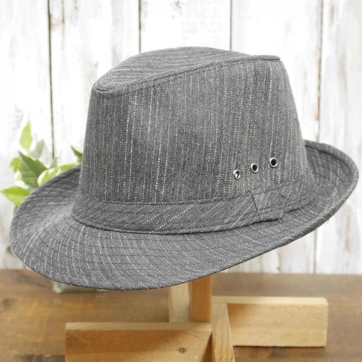 ストライプ ブラック フェドラハット サイズ調整可 中折れ 送料\450 男女OK! オールシーズンOK ボルサリーノ パナマ拍卖