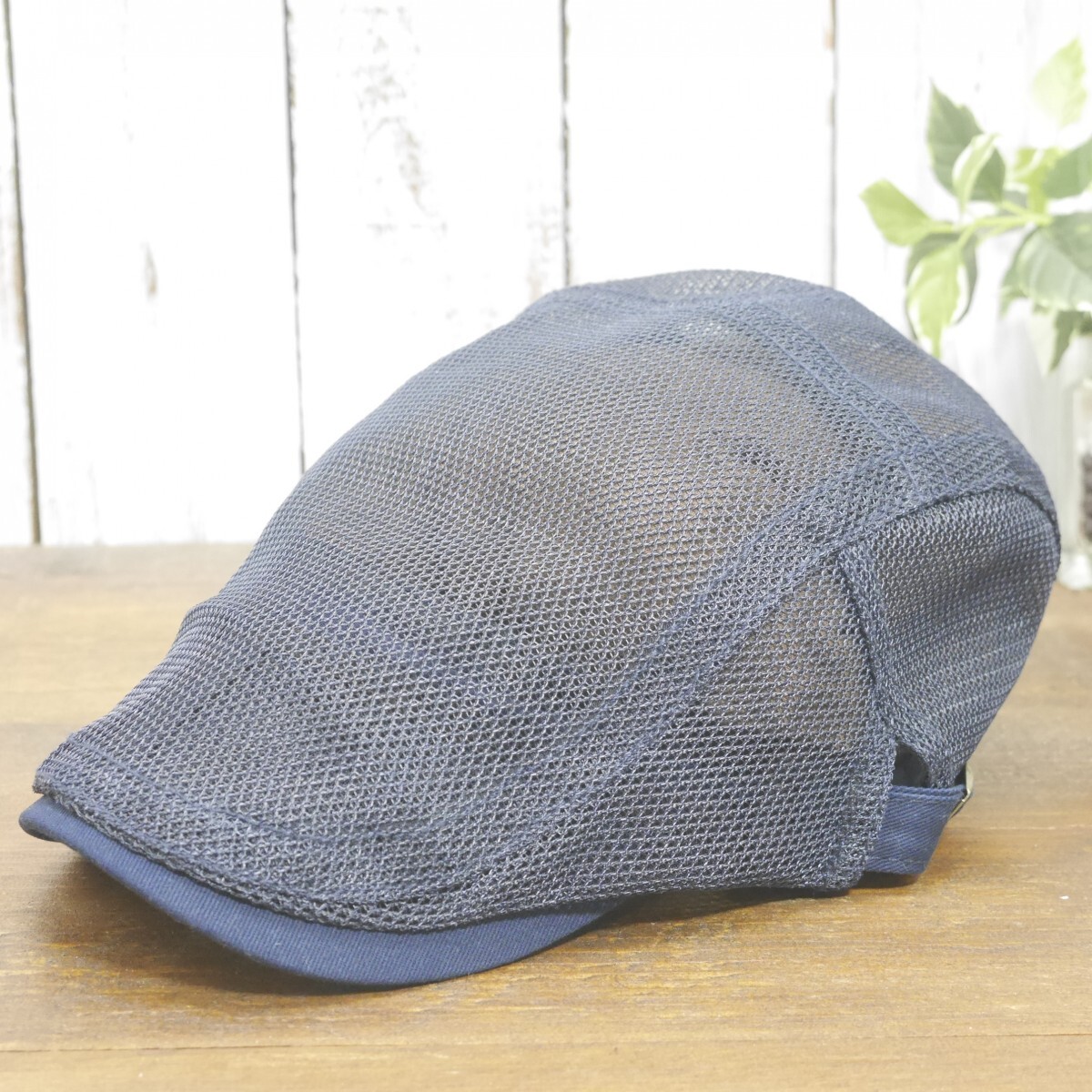 全国一律送料450円 メッシュ 無地 ハンチング ネイビー シンプル 涼しげ サイズ調整可 男女兼用拍卖