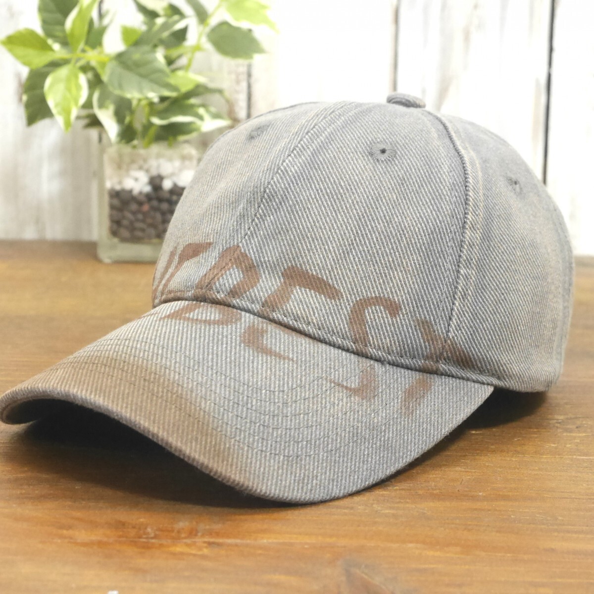 THEBEST ロゴ 書きなぐり ビンテージ ダメージ 色あせ キャップ ダークグレー サイズ調整可能 送料\450 男女OK メンズ レディース拍卖