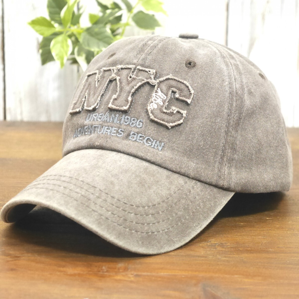 送料\450 NYC ビンテージ ダメージ 色あせ キャップ ブラウン サイズ調整可能 男女OK メンズ レディース拍卖