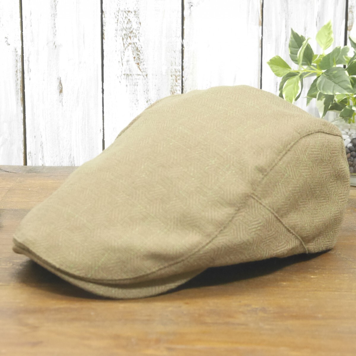 全国一律送料450円 リップル生地 幾何学模様 ハンチング ブラウン シンプル サイズ調整可 オールシーズンOK 男女兼用拍卖