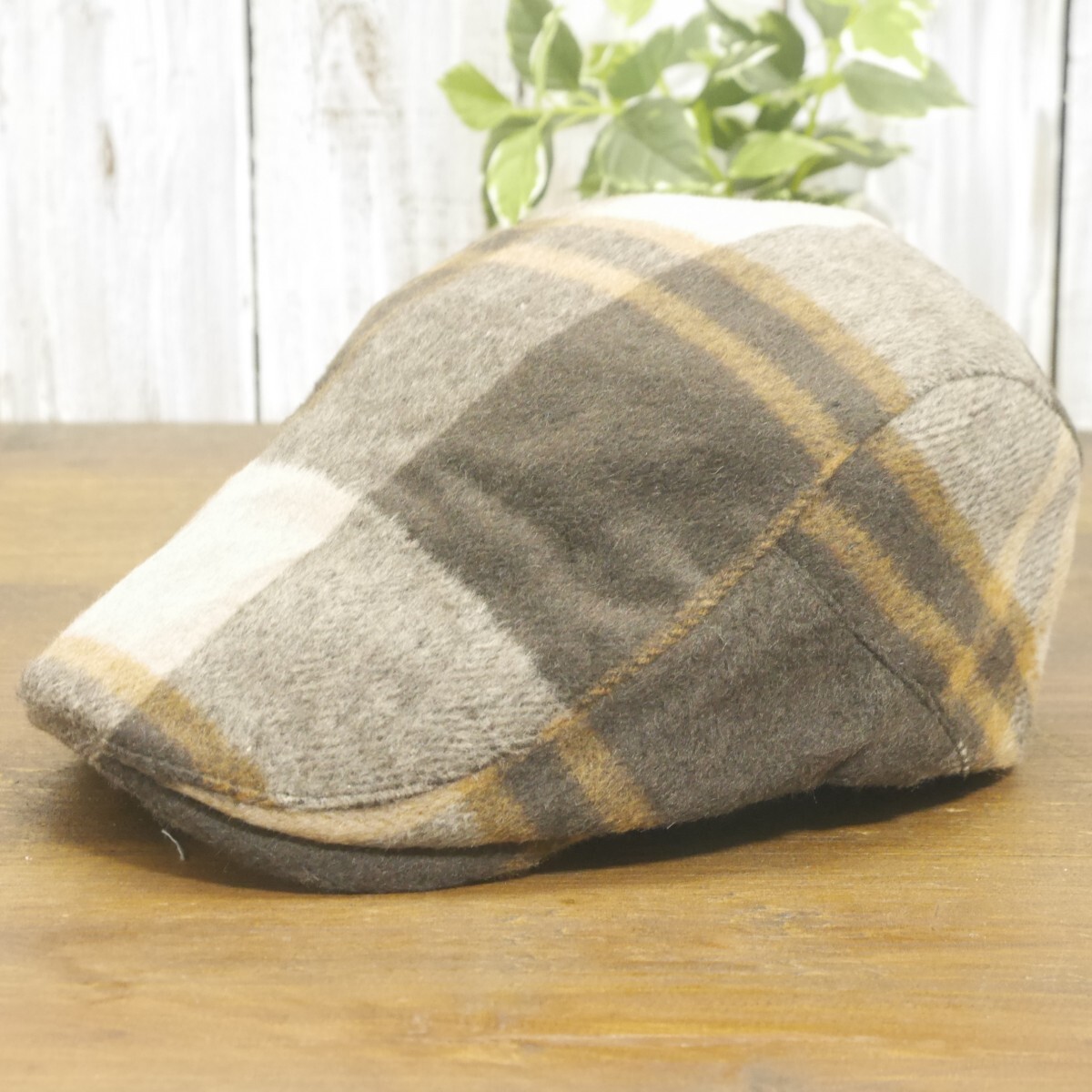 ウール ハンチング チェック ブラウン シンプル サイズ調整可 送料\450 男女兼用拍卖