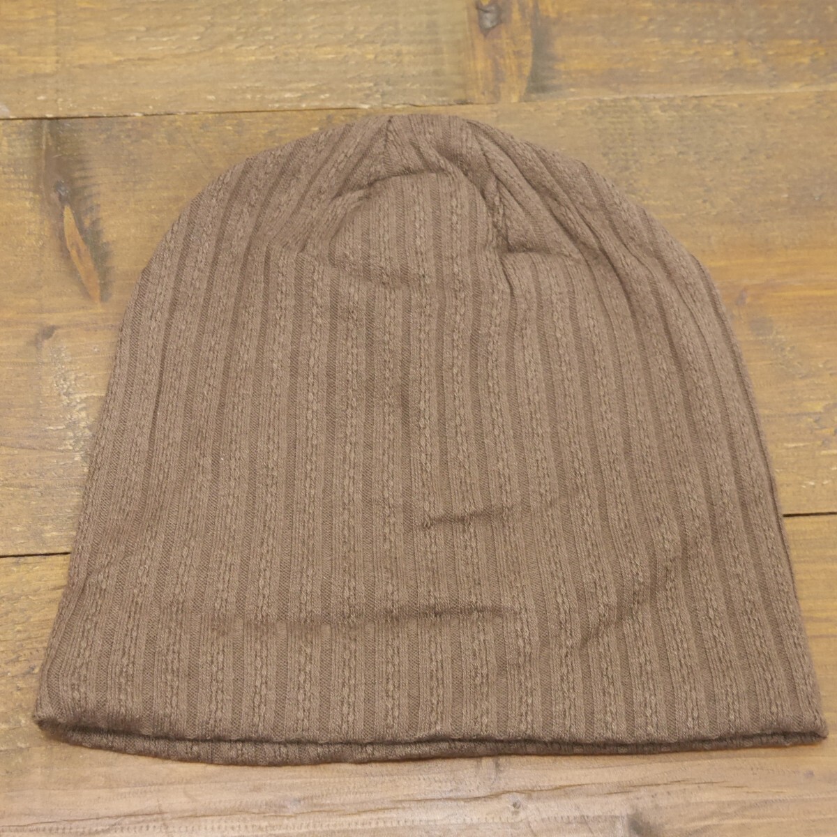 ストライプ ルーズ ニットキャップ シンプル ブラウン 暖か 送料\450 男女OK メンズ レディース拍卖