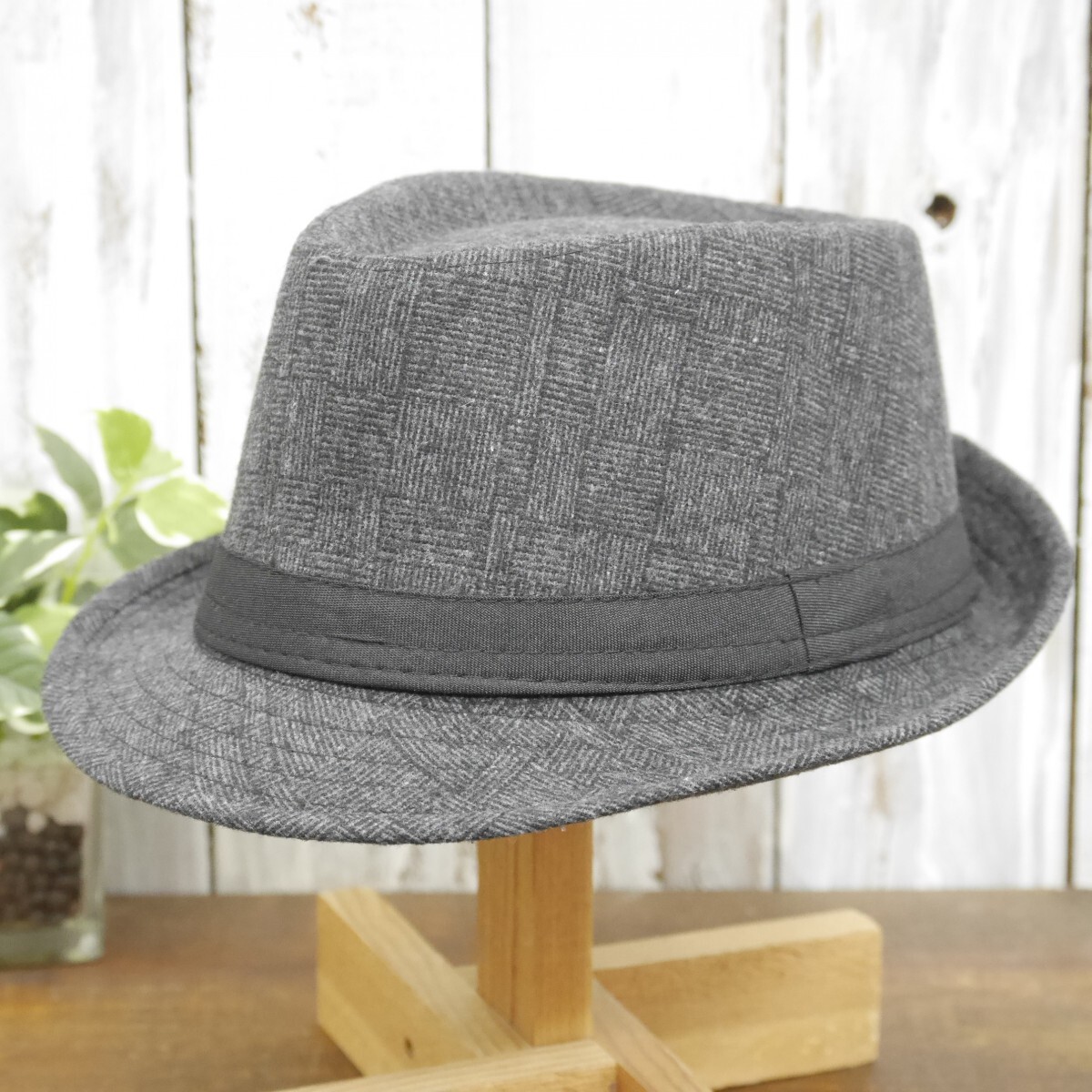 スクエアーチェック ブラック ダークグレー フェドラハット 中折れ 送料\450 男女OK! ボルサリーノ パナマ拍卖
