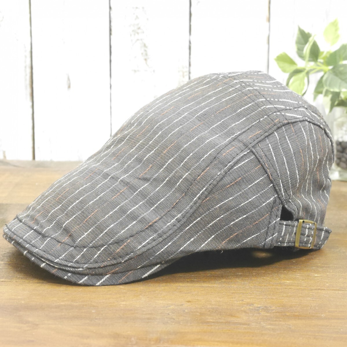 全国一律送料450円 ステッチストライプ ハンチング ブラック シンプル サイズ調整可 オールシーズンOK 男女兼用拍卖