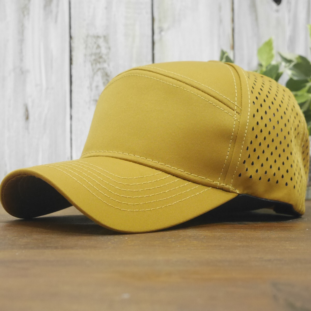 送料450円 メッシュキャップ シンプル イエローブラウン UV対策 雨粒模様 サイズ調整可能 男女OK メンズ レディース拍卖